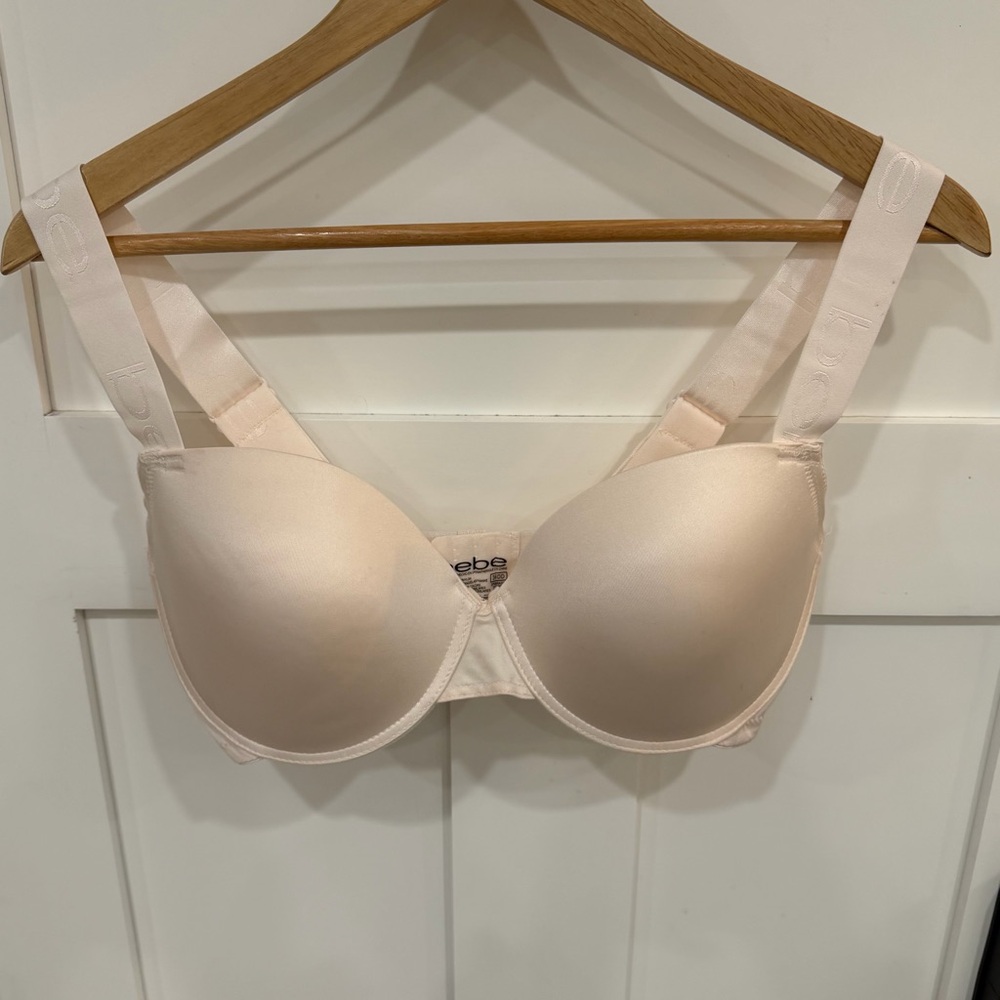 Bebe 36DD soft pink Underwire support demi Bra lightly padded cups wide straps